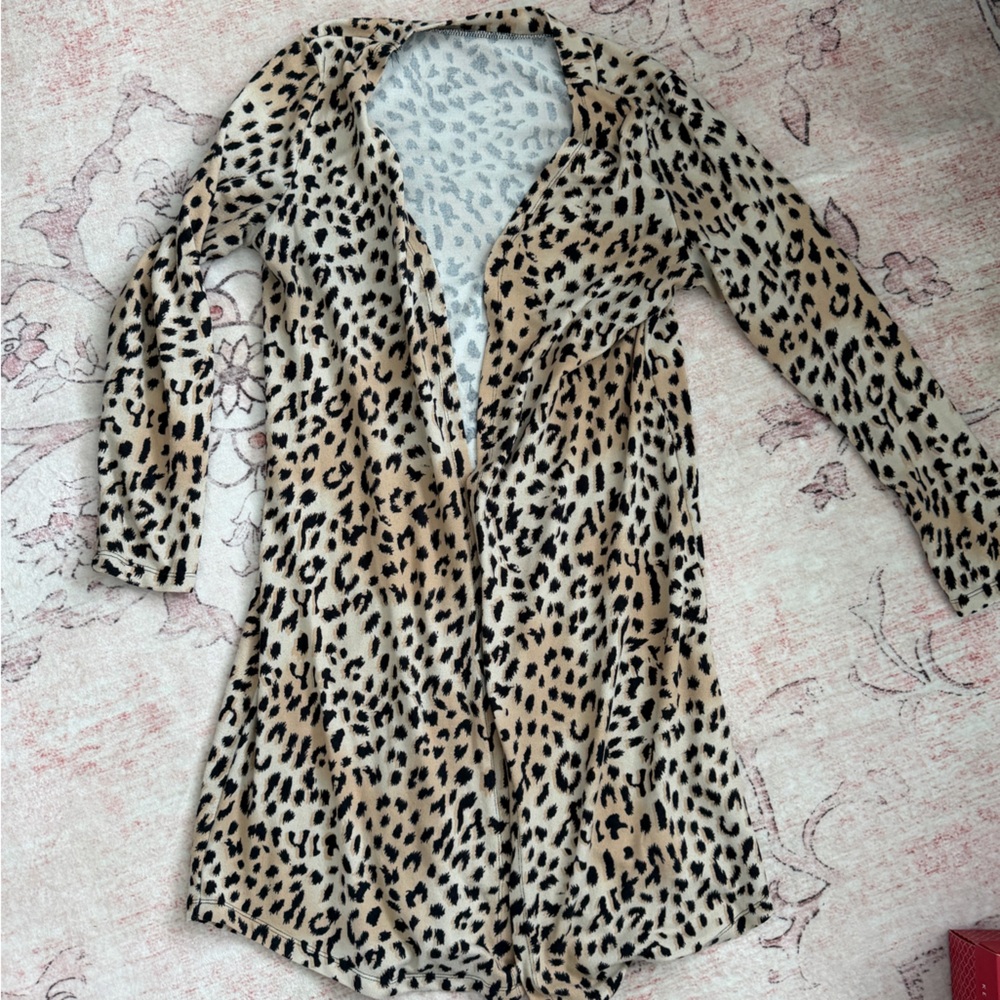 Leopard Print Long Sleeve Coat